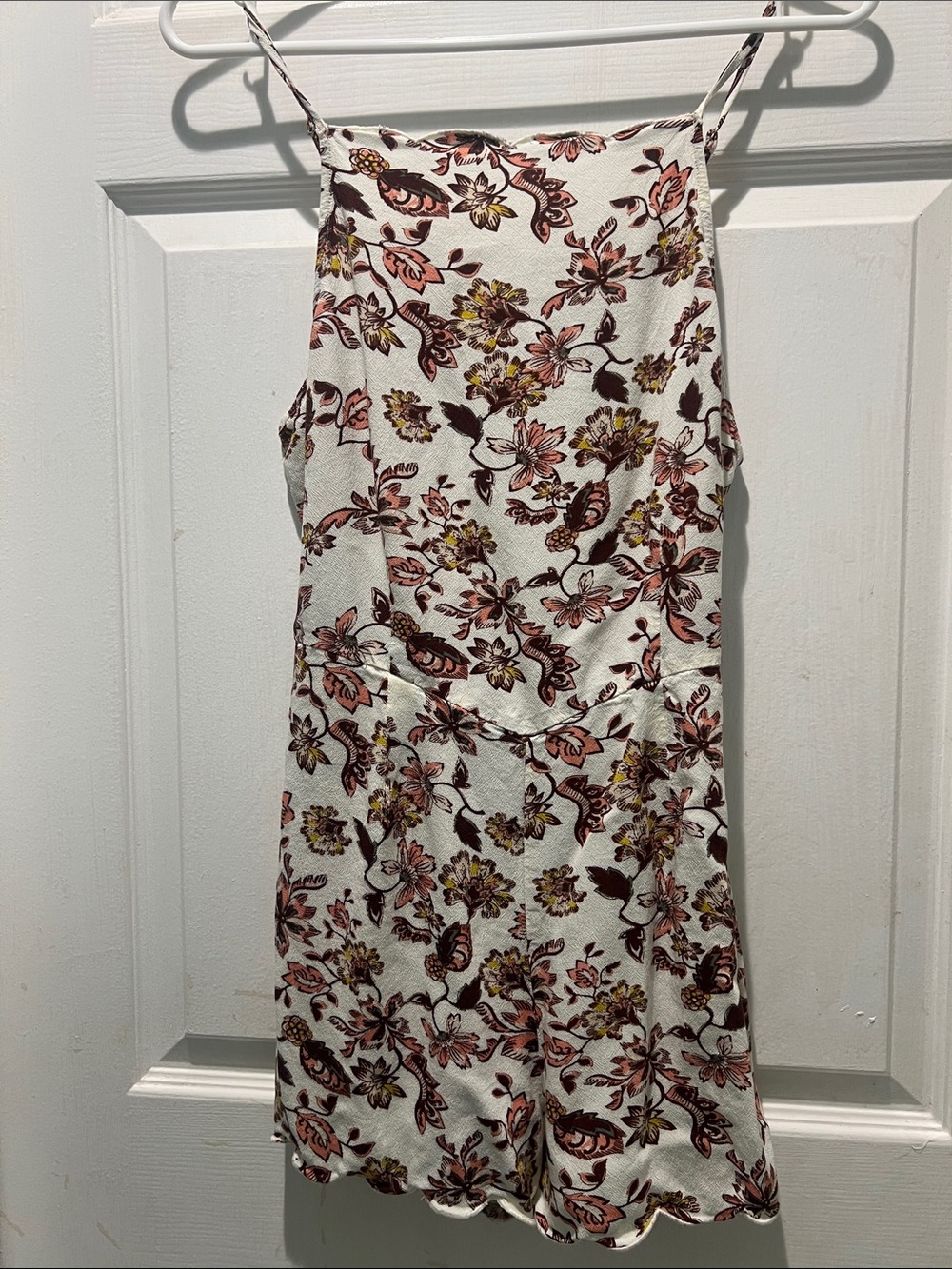 Kendall & Kylie White Romper with Pink & Brown Floral Print